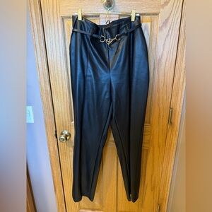 INC Black Faux Leather Pant w/ Belt
